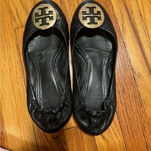 Tory Burch Black Leather Ballet Flats
